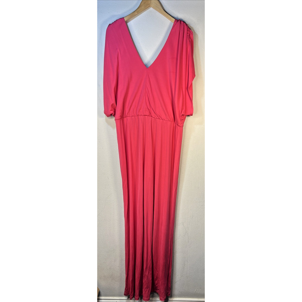 Trina Turk womens 14 Hot Pink V Neck romper Jumpsuit wide leg career modern NWT - Picture 6 of 12